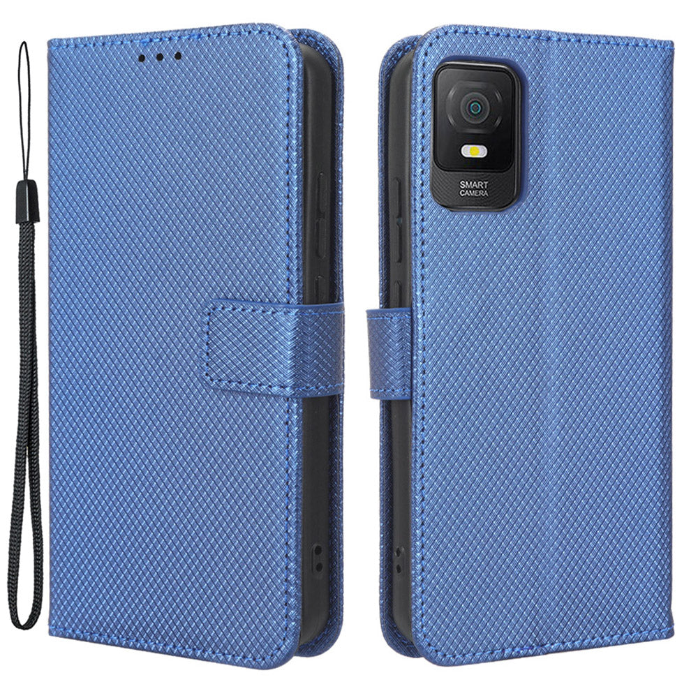 For TCL 403 Wallet Phone Stand Case Diamond Texture PU Leather Cell Phone Cover