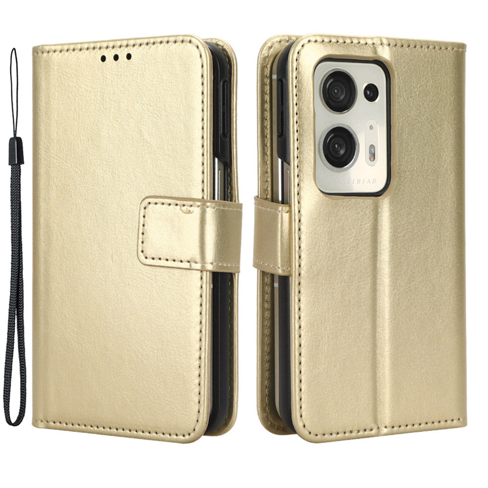 For Oppo Find N2 5G PU Leather Wallet Phone Case Crazy Horse Texture Folding Stand Anti-drop Cover