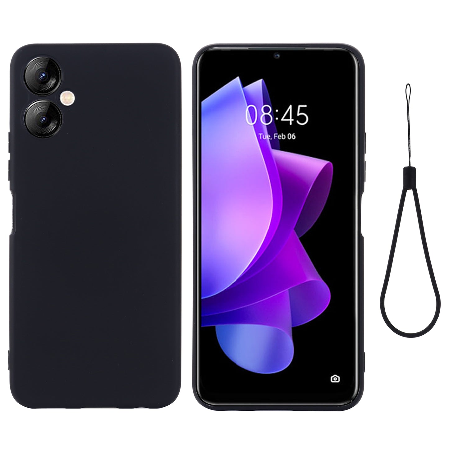 For Tecno Spark 9T 4G / Spark 9 Pro 4G Anti-scratch Soft Lining Protective Cover Liquid Silicone Phone Case with Strap