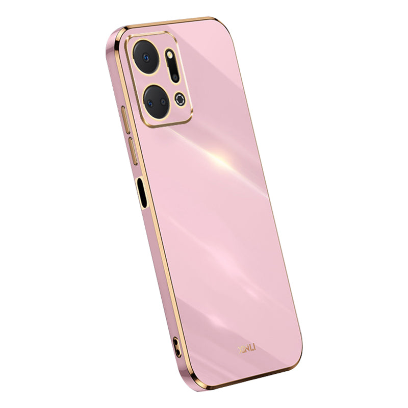 XINLI Phone TPU Case for Honor X7a 5G , Precise Cutout Lens Protection Electroplating Phone Cover