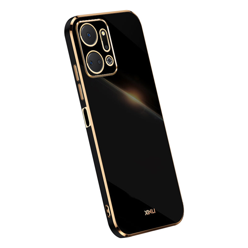 XINLI Phone TPU Case for Honor X7a 5G , Precise Cutout Lens Protection Electroplating Phone Cover