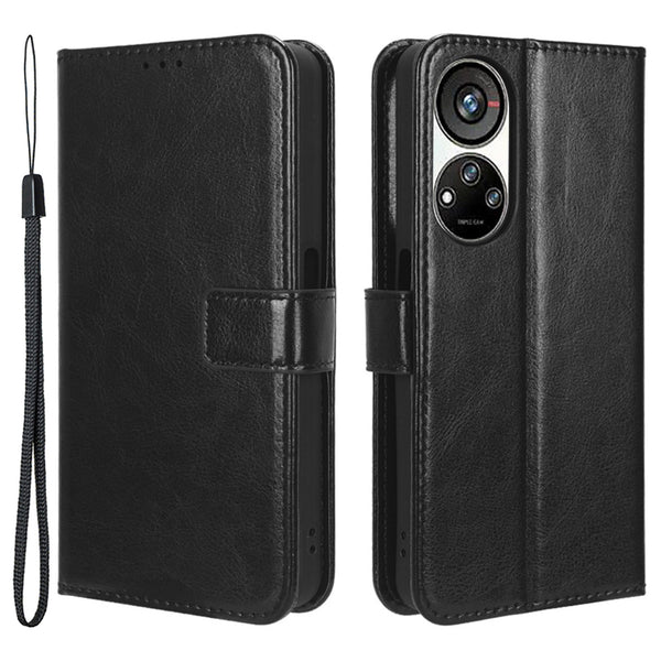 For ZTE Blade V40s 4G Magnetic PU Leather Wallet Case Viewing Stand Protective Flip Folio Phone Cover