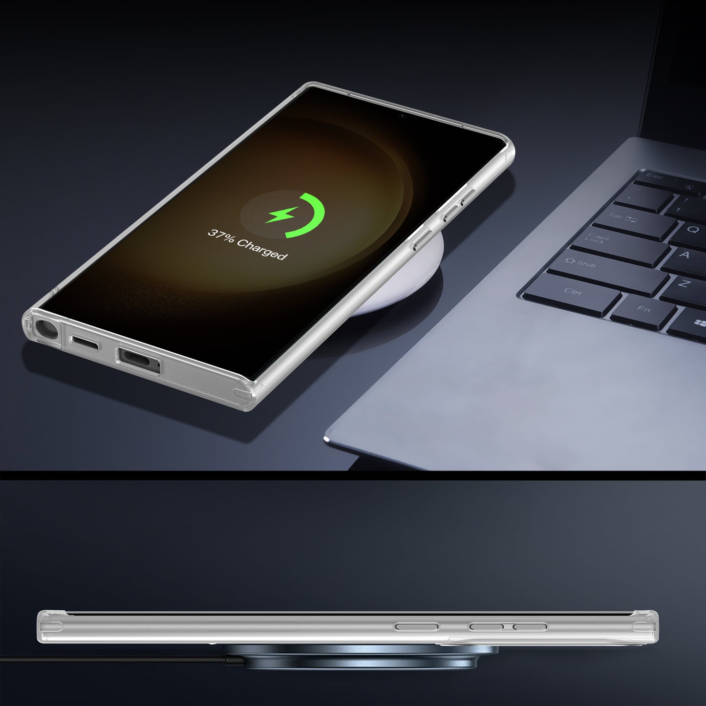 For Samsung Galaxy S22 Ultra 5G Magnetic Phone Case PC+TPU Metal Kickstand Phone Cover