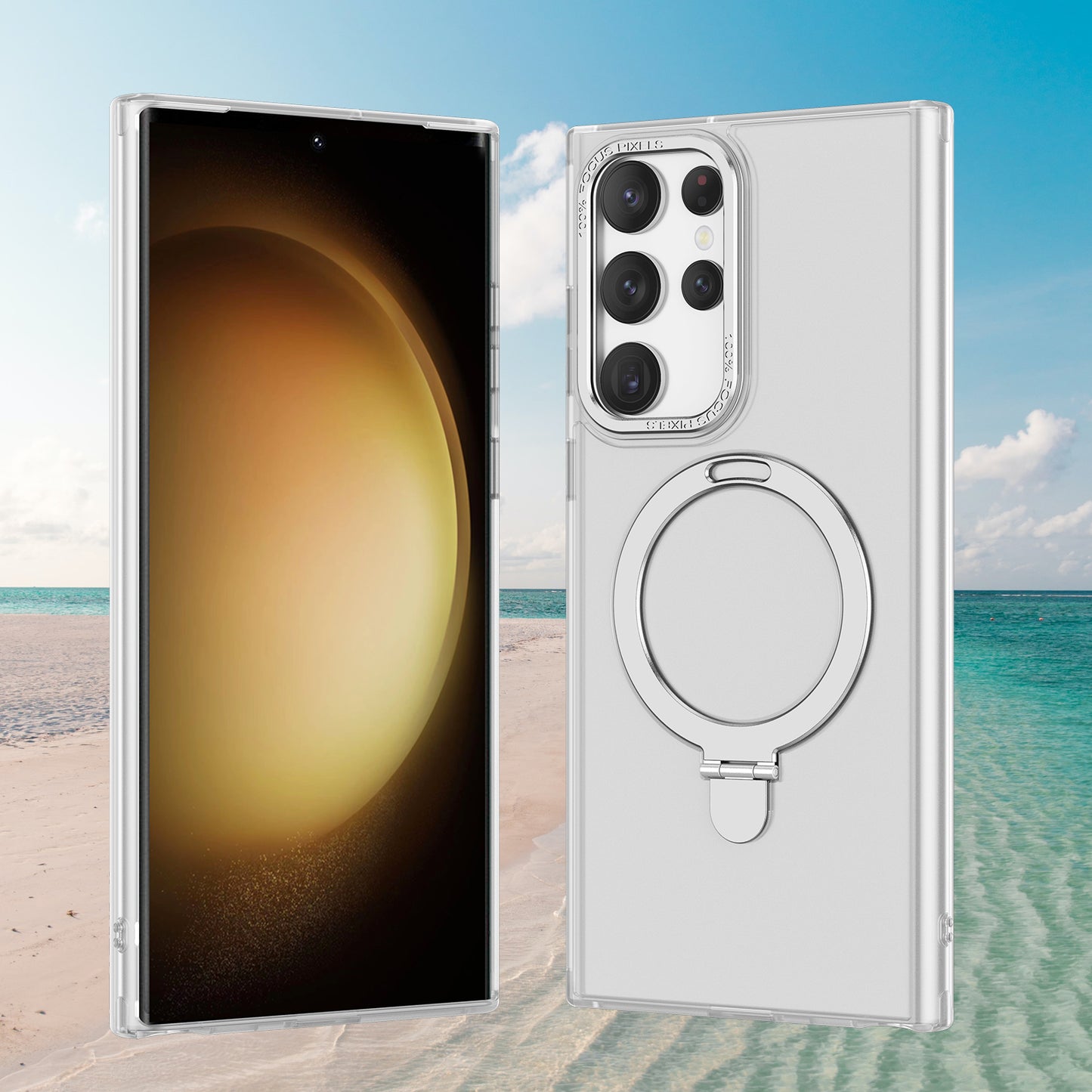 For Samsung Galaxy S22 Ultra 5G Magnetic Phone Case PC+TPU Metal Kickstand Phone Cover