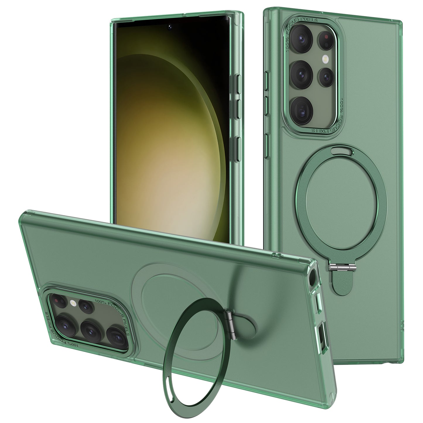For Samsung Galaxy S22 Ultra 5G Magnetic Phone Case PC+TPU Metal Kickstand Phone Cover