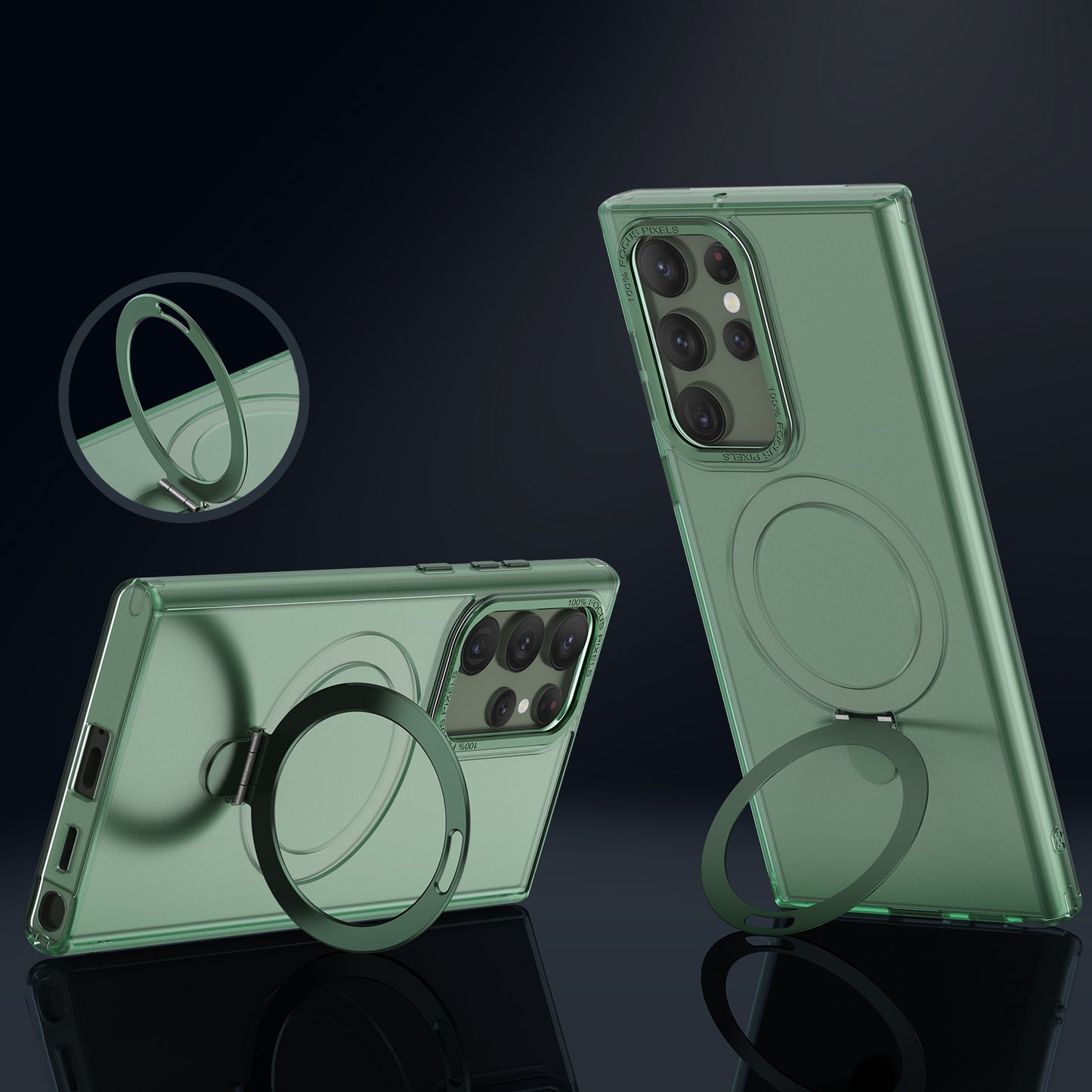 For Samsung Galaxy S22 Ultra 5G Magnetic Phone Case PC+TPU Metal Kickstand Phone Cover