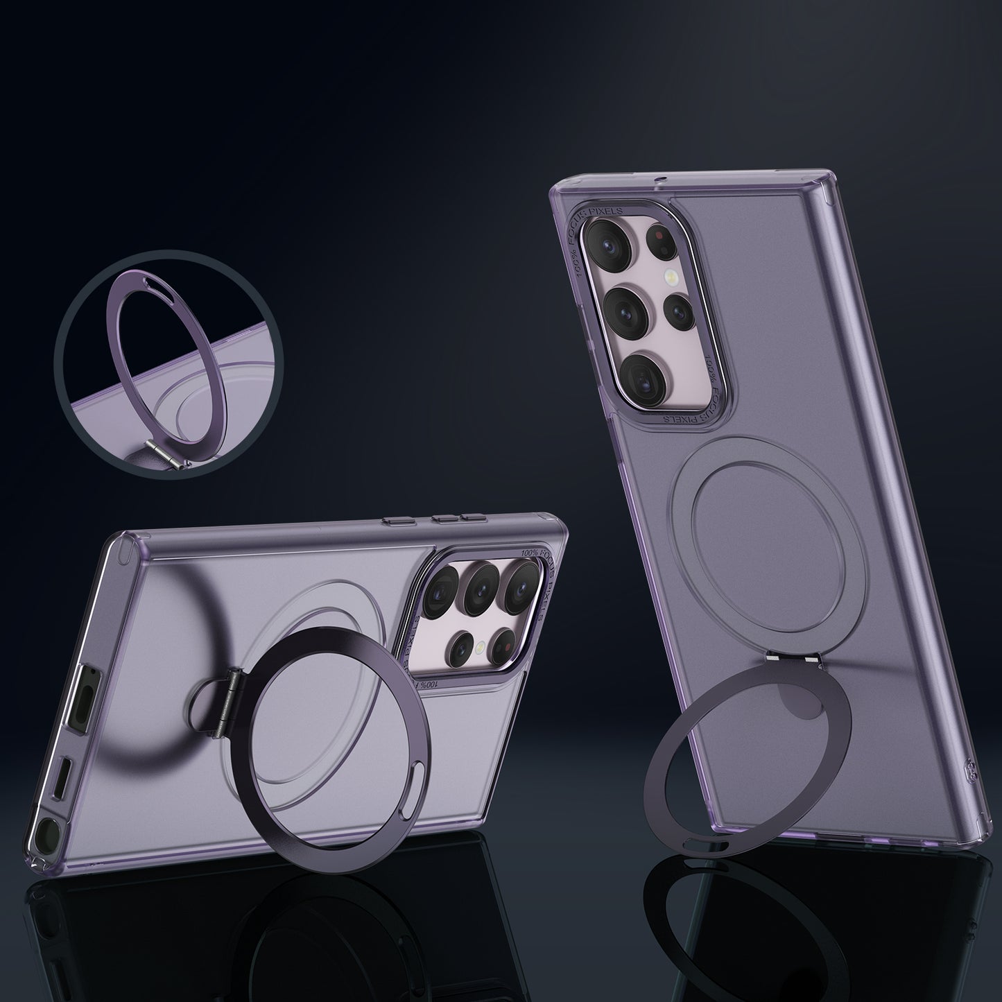 For Samsung Galaxy S22 Ultra 5G Magnetic Phone Case PC+TPU Metal Kickstand Phone Cover
