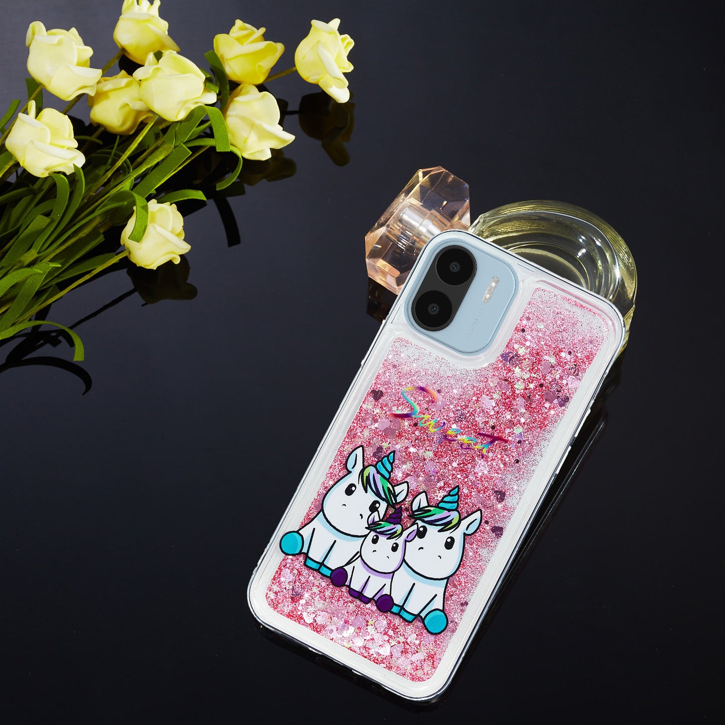 For Xiaomi Redmi A1 4G / A2 4G Embossment Pattern Quicksand Phone Case Anti-scratch TPU Phone Cover