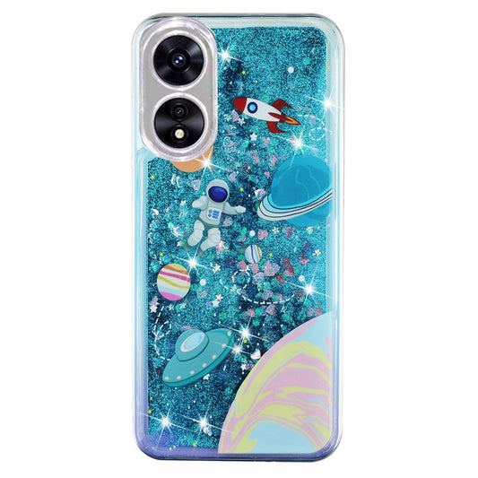 For Oppo A17 4G / A17k 4G Quicksand Phone Case Embossment Pattern Anti-drop Phone TPU Cover