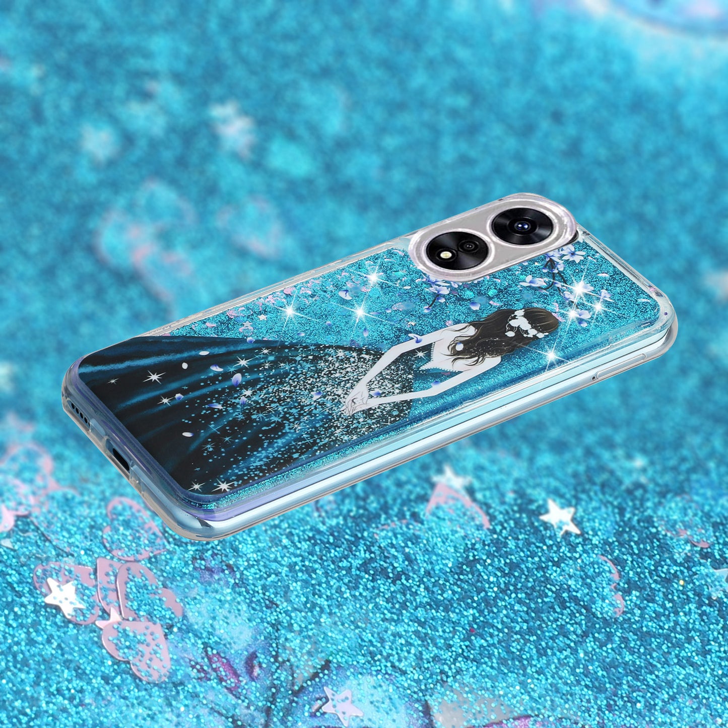 For Oppo A17 4G / A17k 4G Quicksand Phone Case Embossment Pattern Anti-drop Phone TPU Cover
