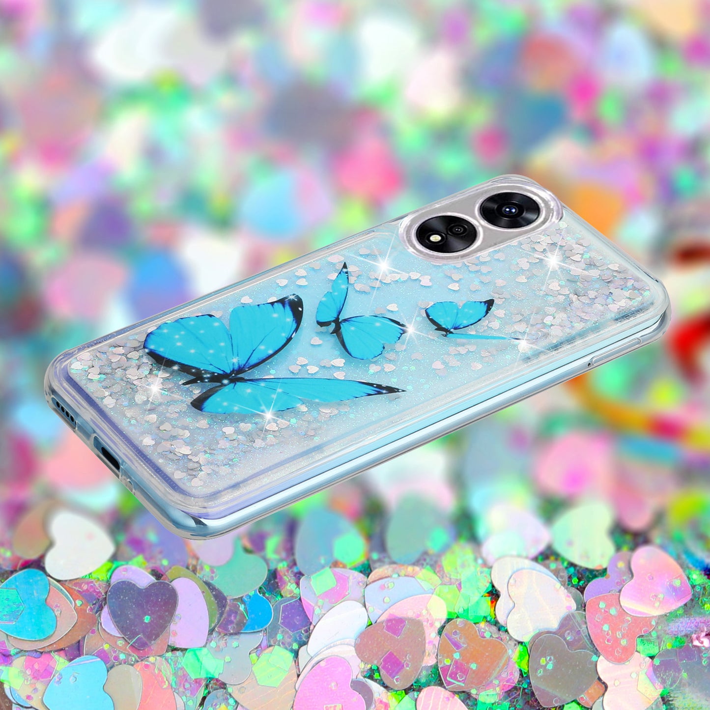 For Oppo A17 4G / A17k 4G Quicksand Phone Case Embossment Pattern Anti-drop Phone TPU Cover