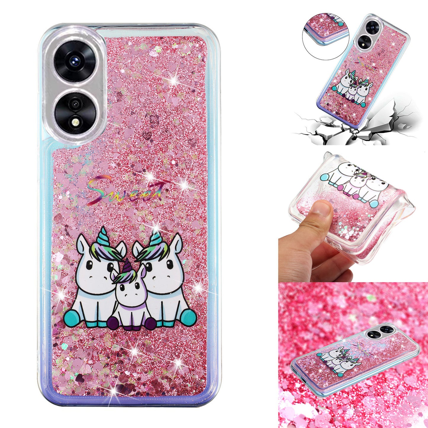 For Oppo A17 4G / A17k 4G Quicksand Phone Case Embossment Pattern Anti-drop Phone TPU Cover