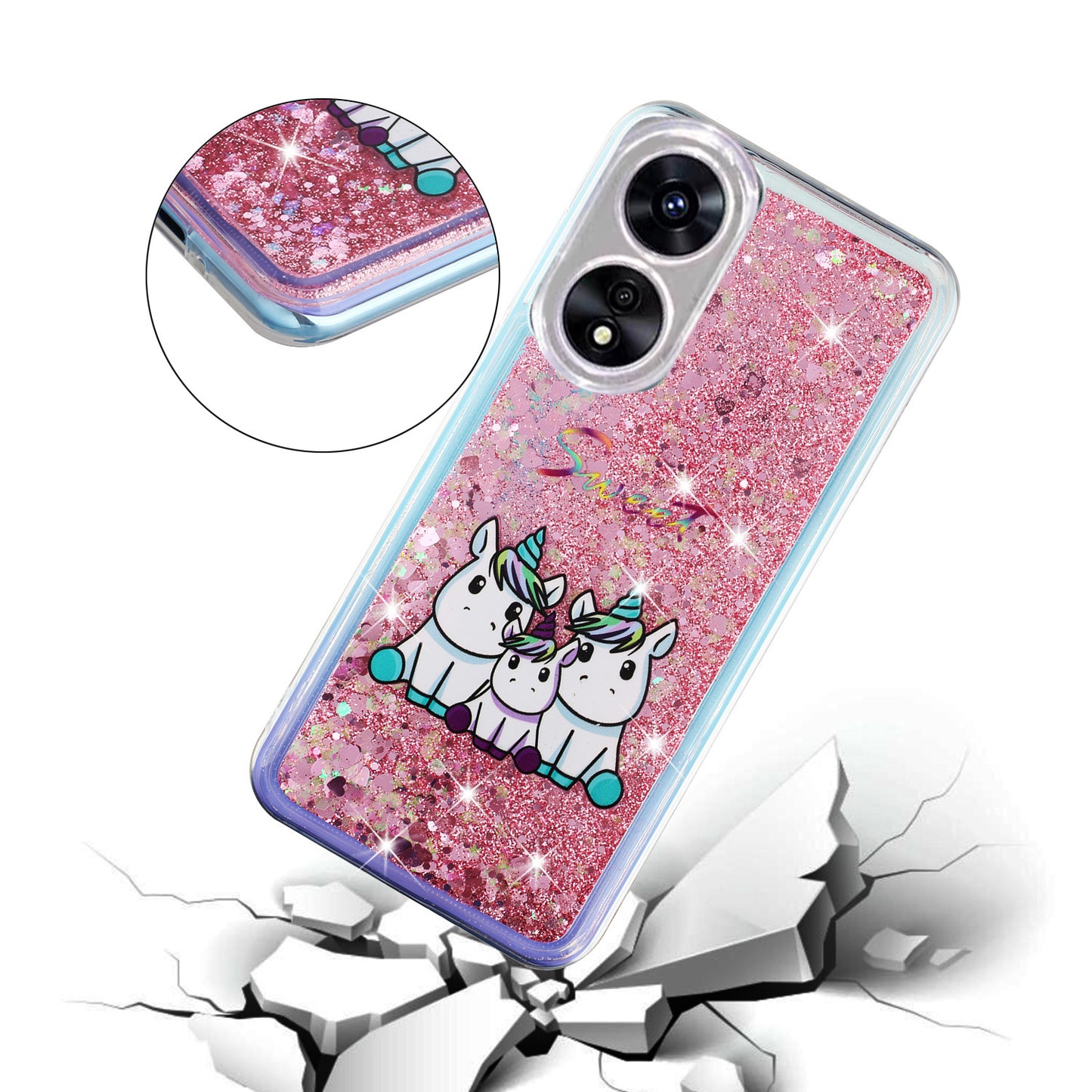 For Oppo A17 4G / A17k 4G Quicksand Phone Case Embossment Pattern Anti-drop Phone TPU Cover