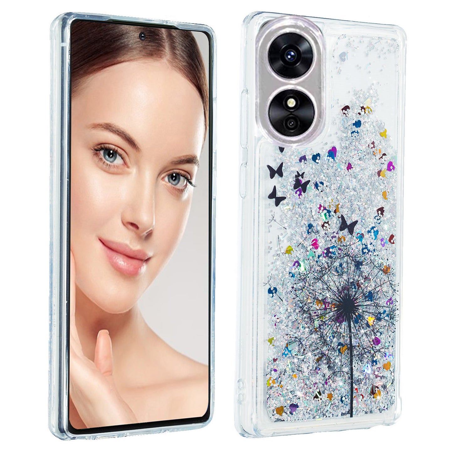 For Oppo A17 4G / A17k 4G Quicksand Phone Case Embossment Pattern Anti-drop Phone TPU Cover