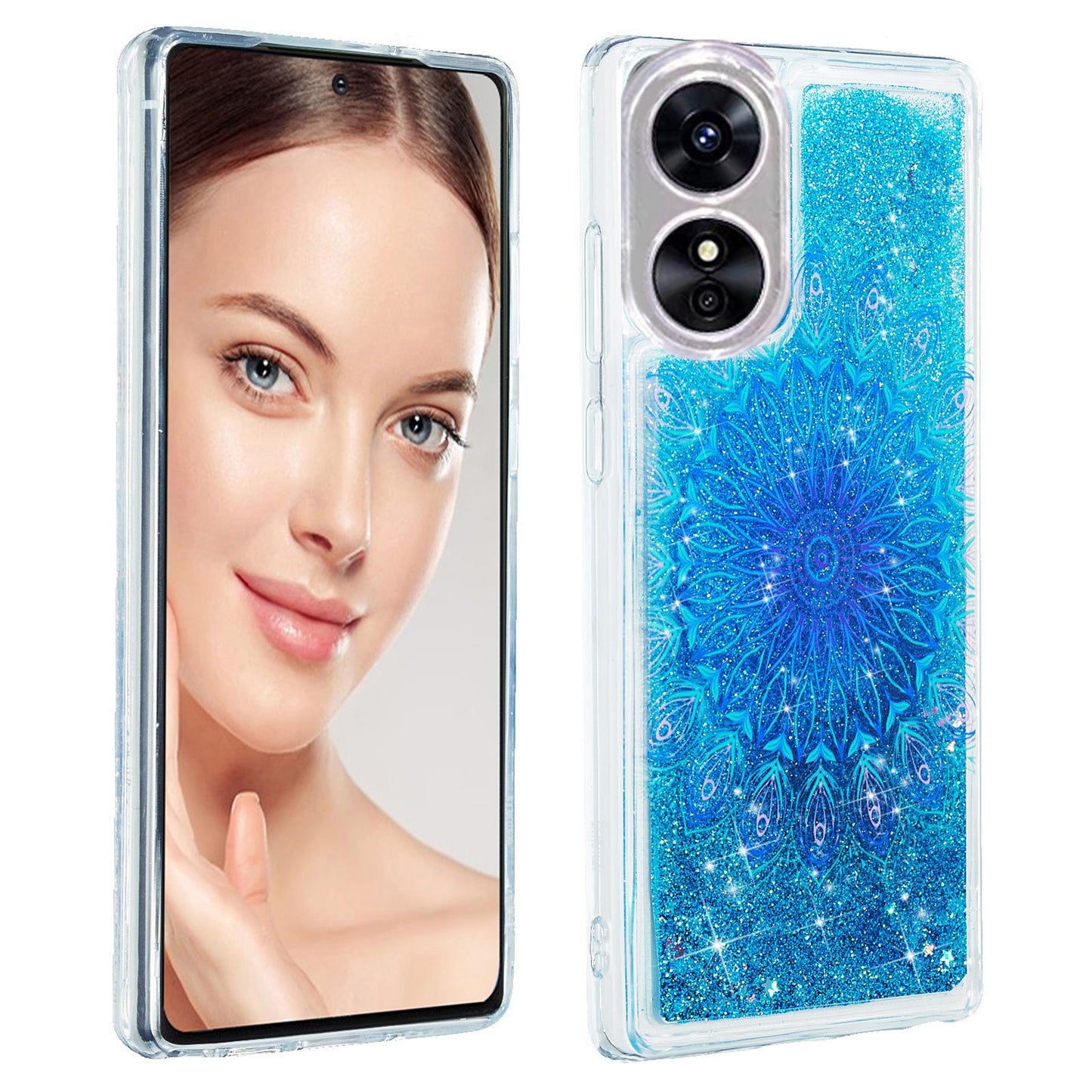 For Oppo A17 4G / A17k 4G Quicksand Phone Case Embossment Pattern Anti-drop Phone TPU Cover