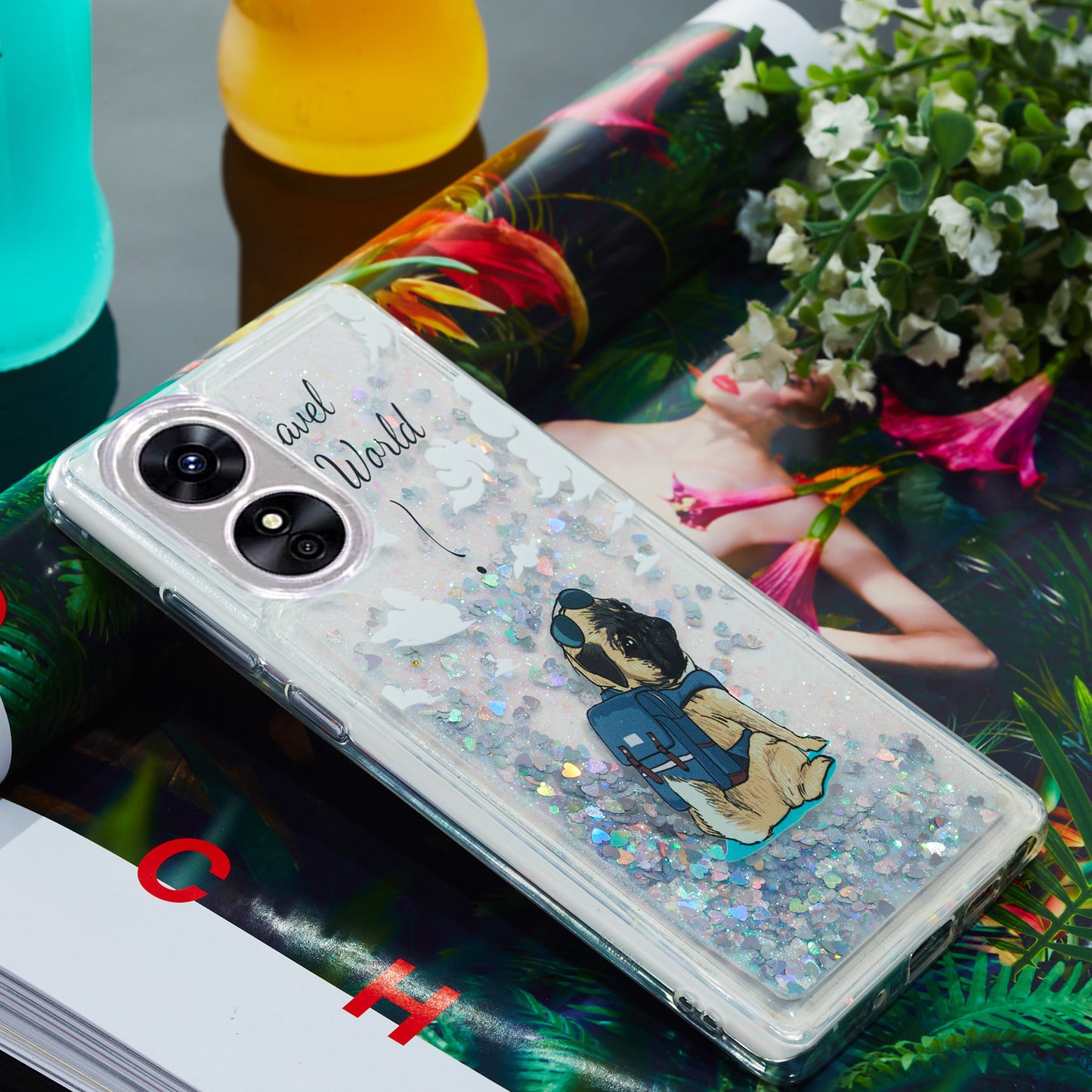 For Oppo A17 4G / A17k 4G Quicksand Phone Case Embossment Pattern Anti-drop Phone TPU Cover
