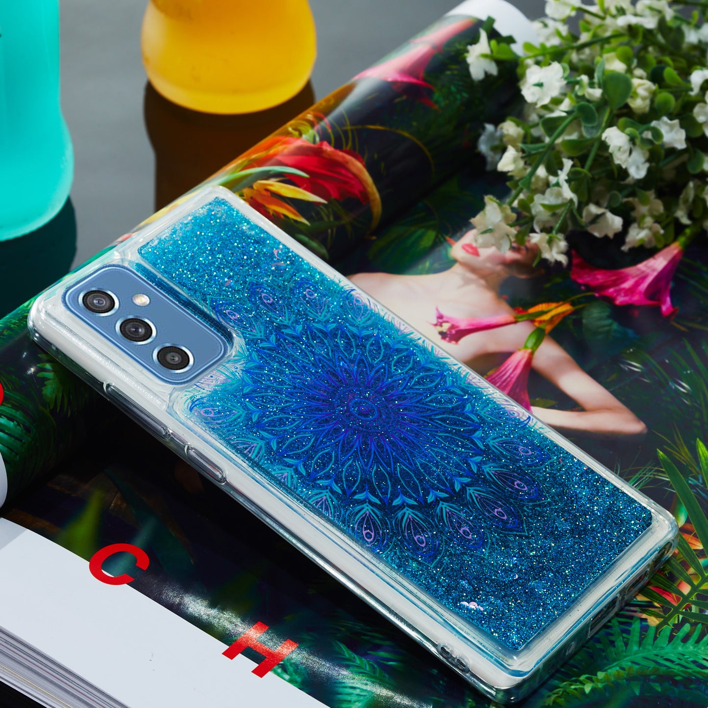 For Samsung Galaxy A34 5G Soft TPU Liquid Quicksand Phone Case Embossment Pattern Cellphone Cover