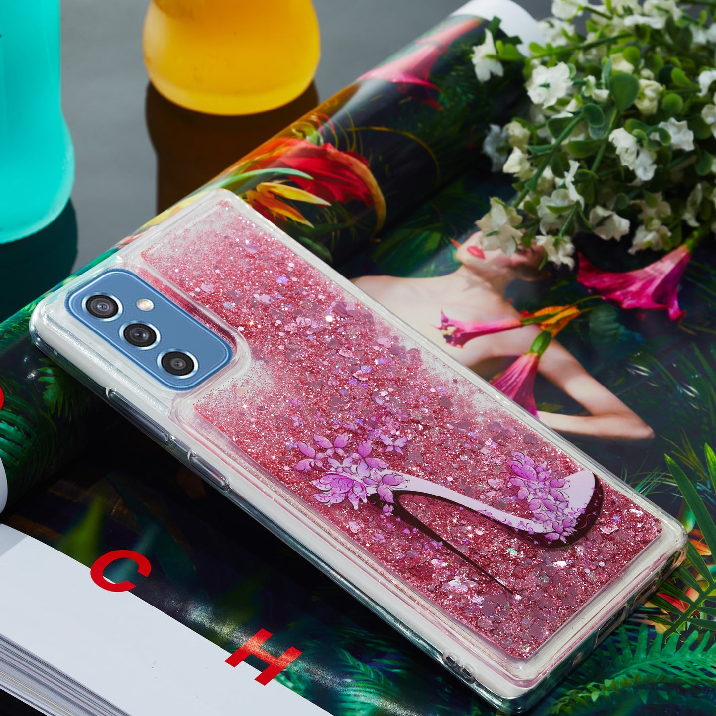 For Samsung Galaxy A34 5G Soft TPU Liquid Quicksand Phone Case Embossment Pattern Cellphone Cover