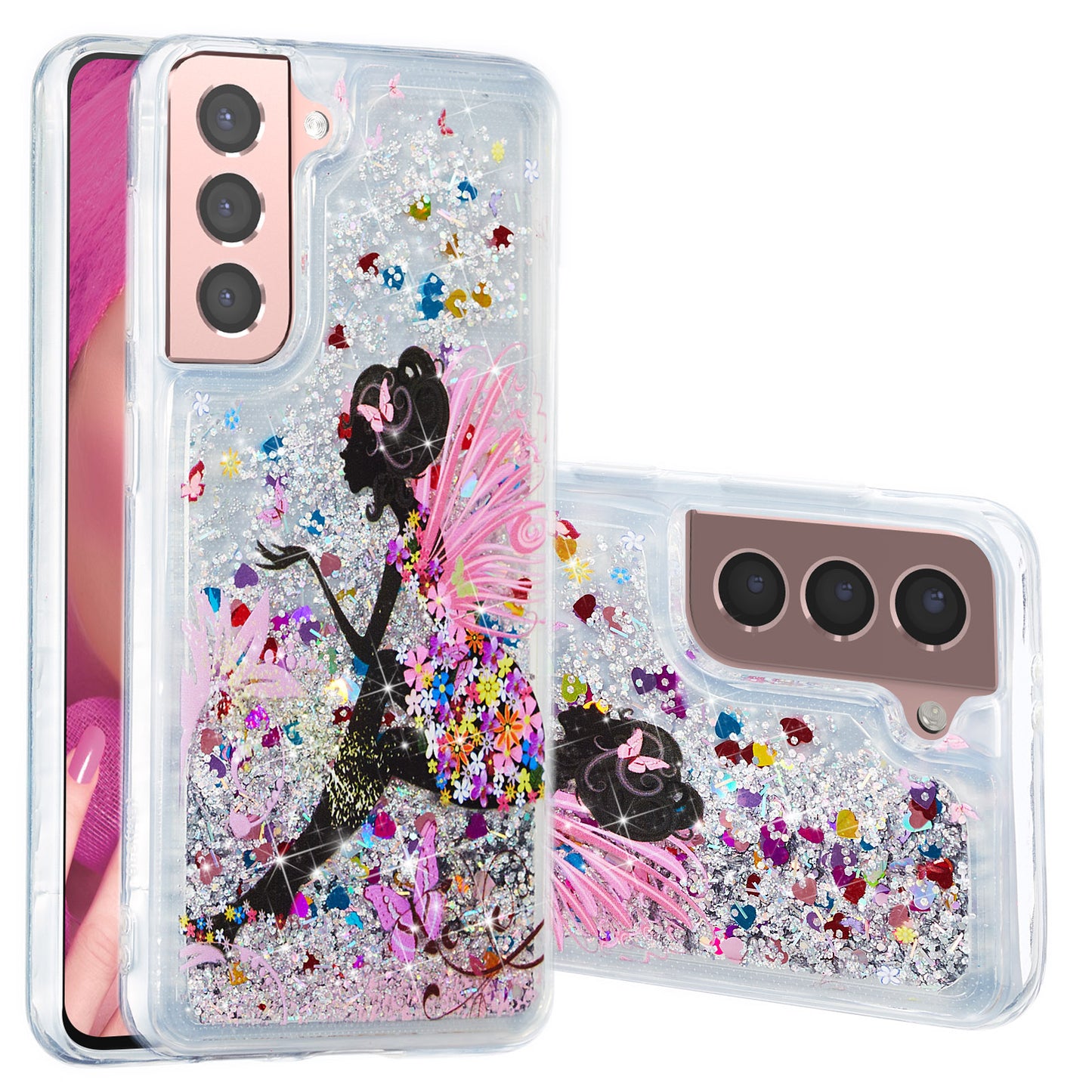 For Samsung Galaxy S23 Cell Phone Case Liquid Quicksand Embossment Pattern Phone TPU Cover