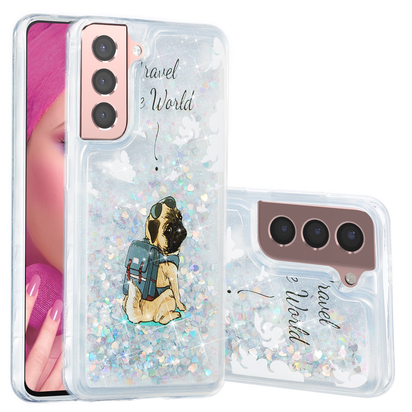 For Samsung Galaxy S23 Cell Phone Case Liquid Quicksand Embossment Pattern Phone TPU Cover