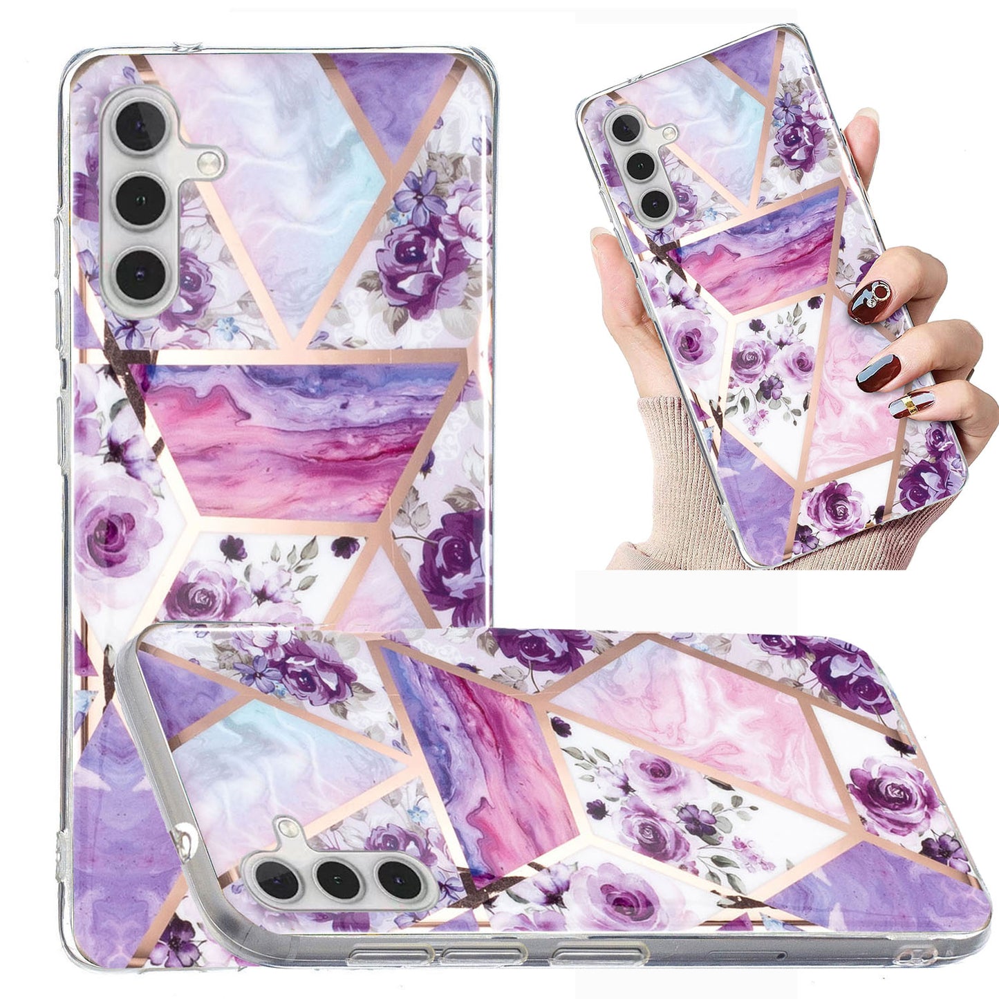 For Samsung Galaxy A24 4G Pattern IMD Case Soft TPU Electroplating Protective Phone Cover