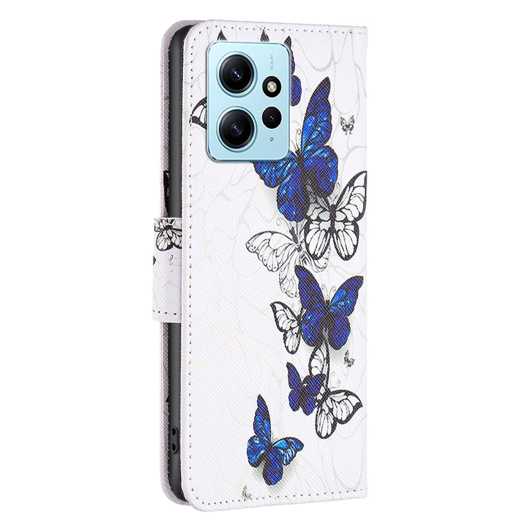 BINFEN COLOR For Xiaomi Redmi Note 12 4G Pattern Printing Leather Stand Phone Case Wallet Cover