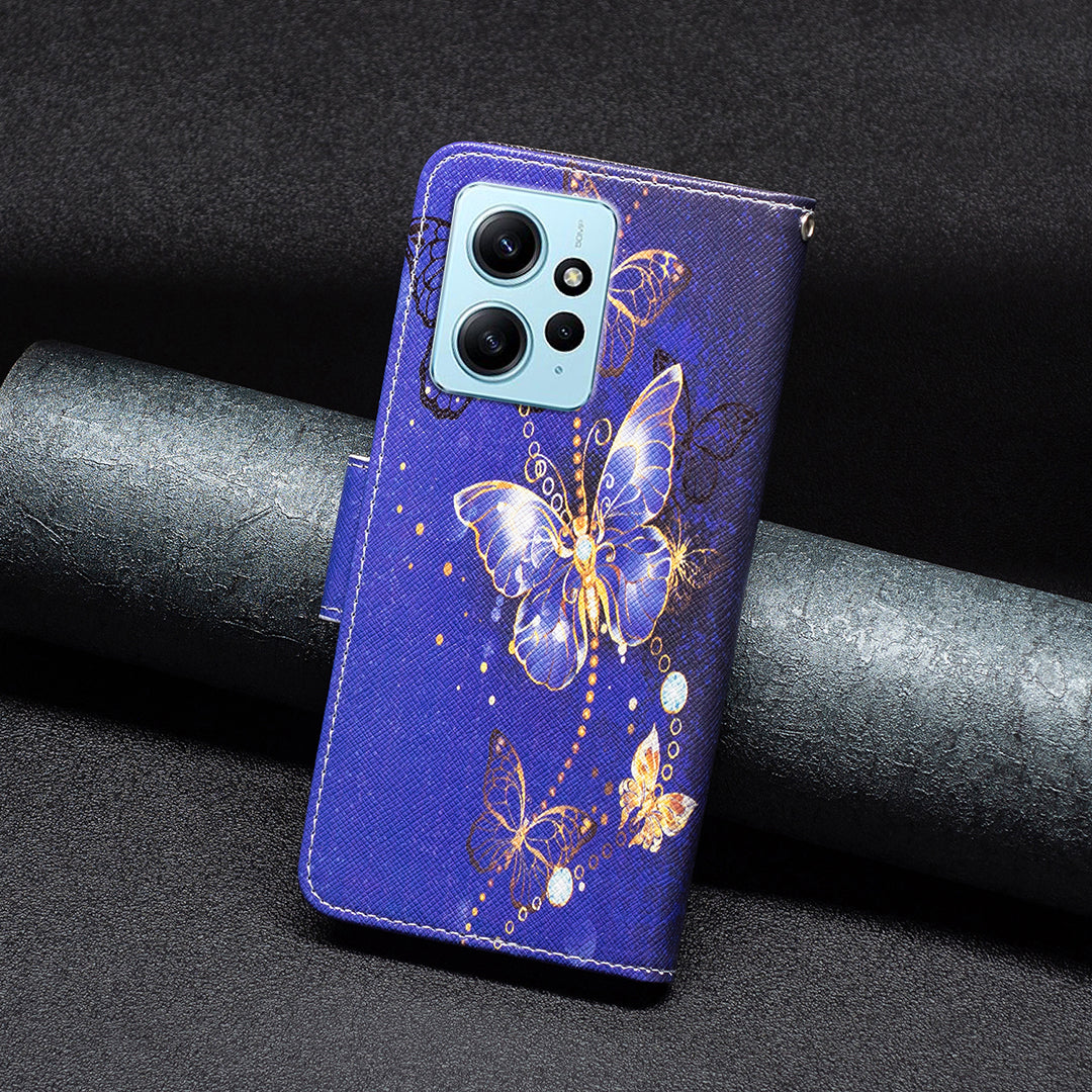 BINFEN COLOR For Xiaomi Redmi Note 12 4G Pattern Printing Leather Stand Phone Case Wallet Cover
