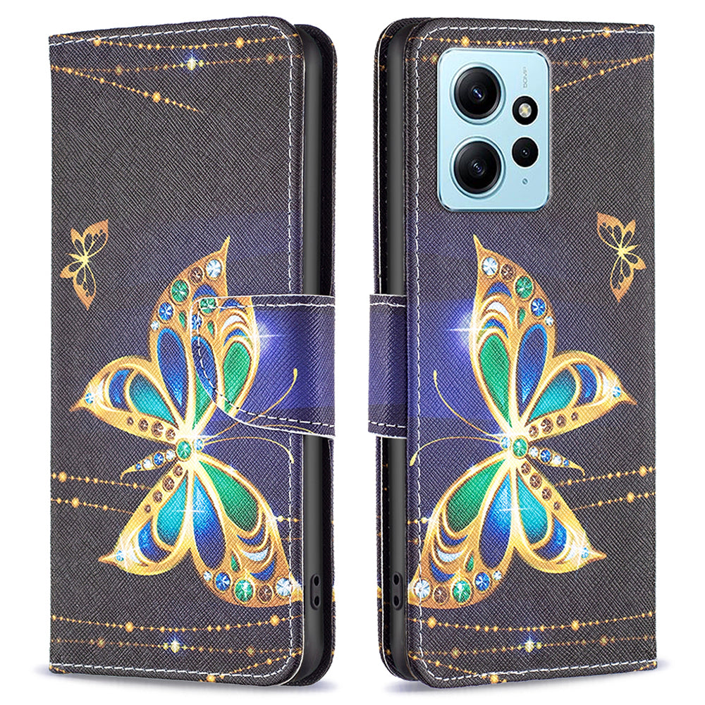BINFEN COLOR For Xiaomi Redmi Note 12 4G Pattern Printing Leather Stand Phone Case Wallet Cover