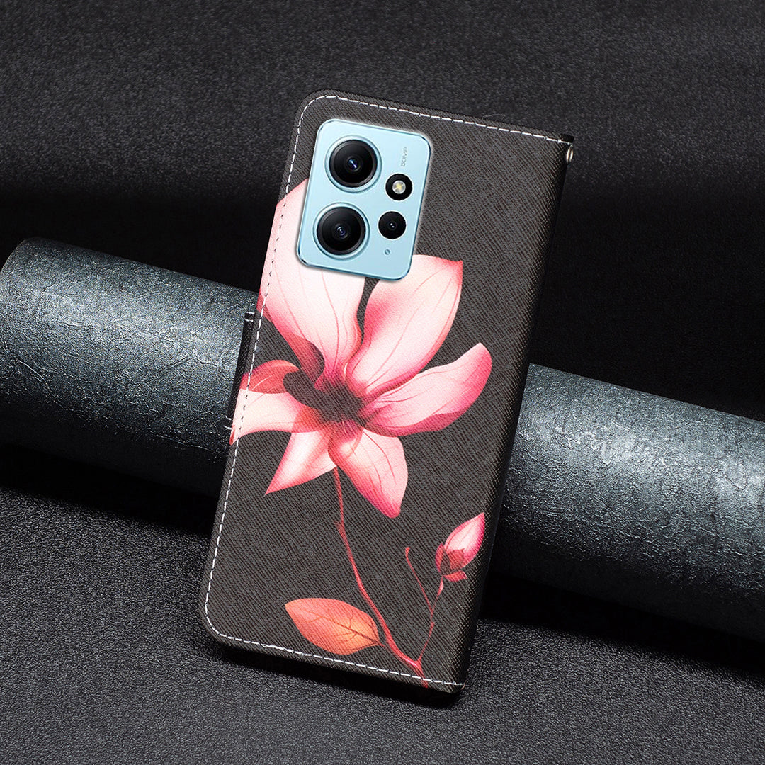 BINFEN COLOR For Xiaomi Redmi Note 12 4G Pattern Printing Leather Stand Phone Case Wallet Cover