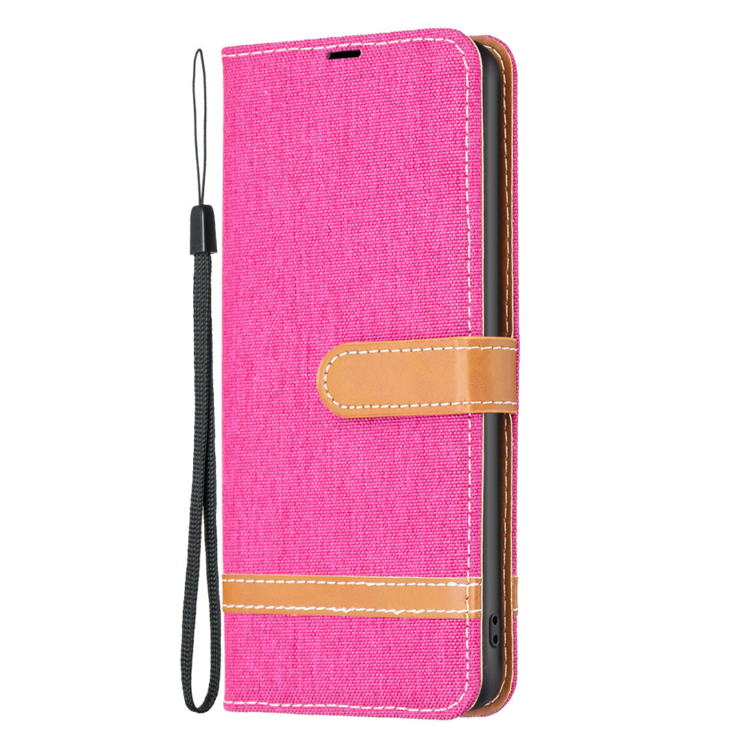 For Xiaomi Redmi Note 12 4G Jeans Cloth Splicing PU Leather Phone Cover Phone Case with Stand Wallet