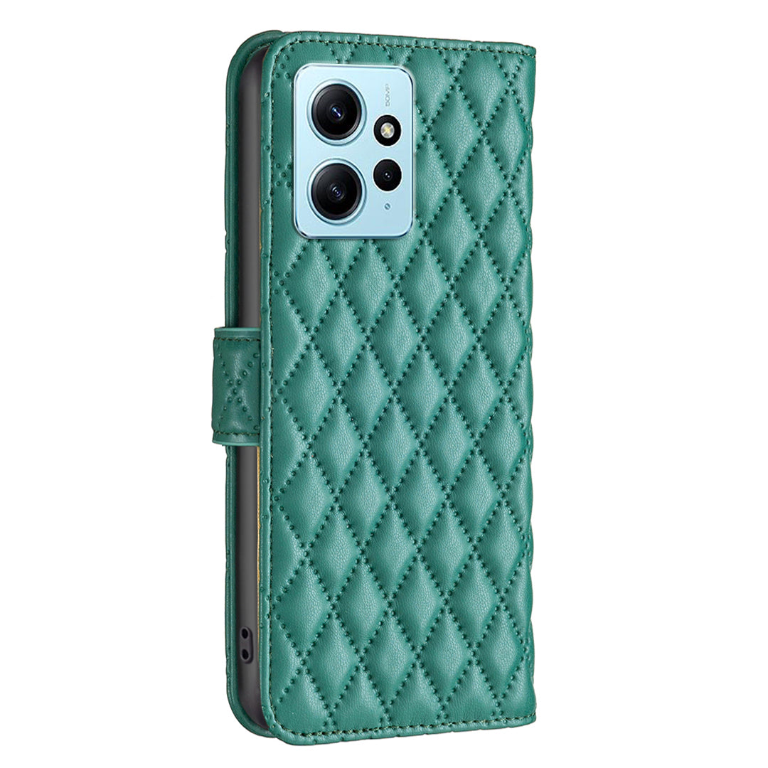 BINFEN COLOR BF Style-14 PU Leather Phone Case for Xiaomi Redmi Note 12 4G Stand Wallet Phone Cover