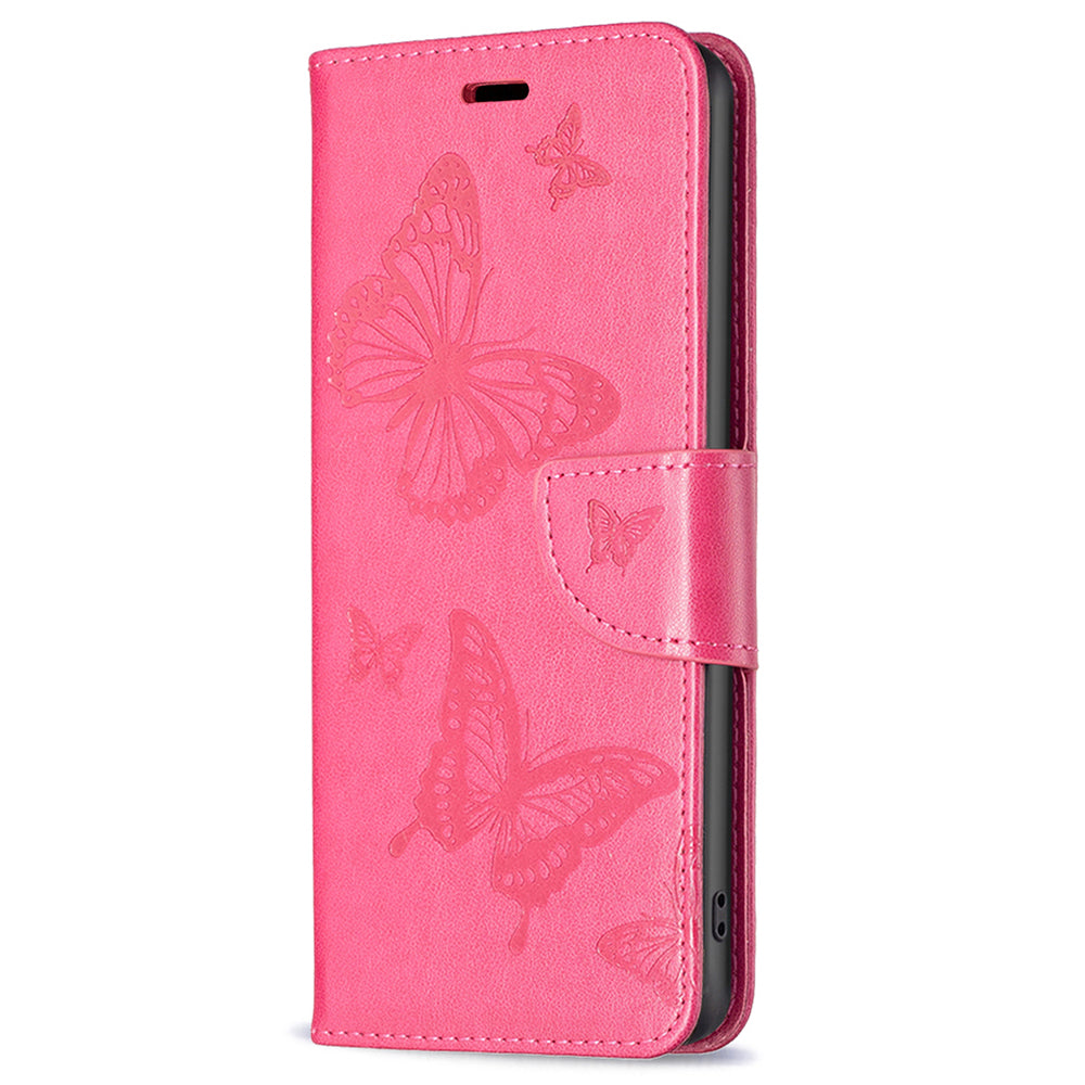 Wallet Stand Case for Xiaomi Redmi Note 12 4G Butterfly Imprinted Leather Phone Cover with Strap
