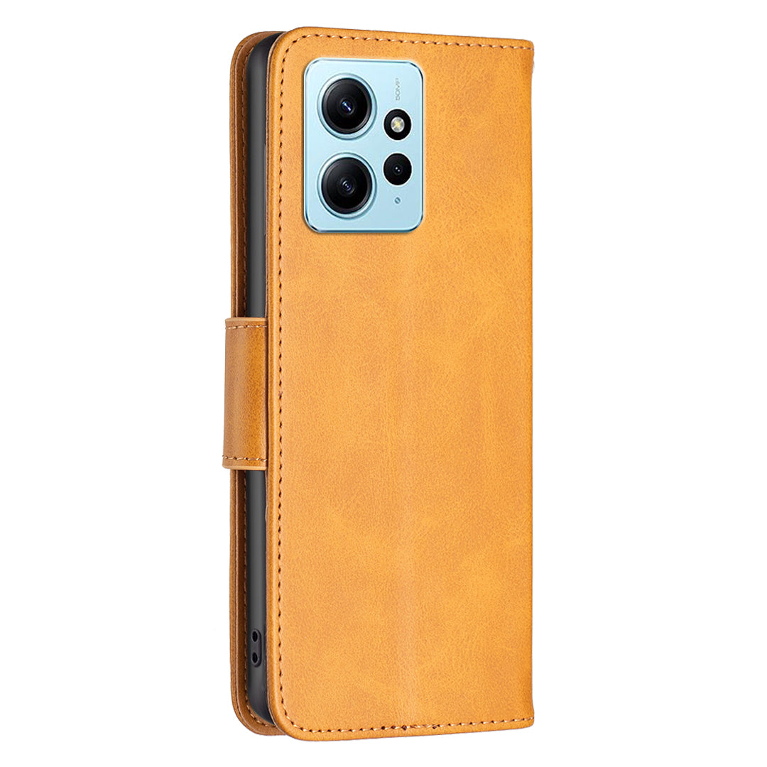 Wallet Shell for Xiaomi Redmi Note 12 4G Solid Color Shockproof Stand Case Textured PU Leather Phone Cover