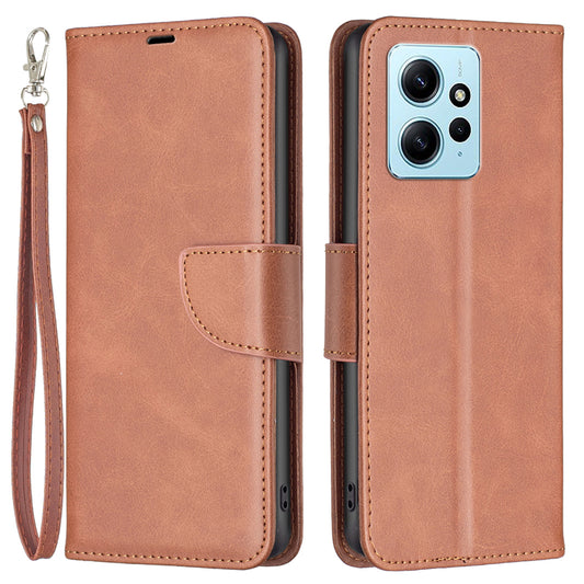 Wallet Shell for Xiaomi Redmi Note 12 4G Solid Color Shockproof Stand Case Textured PU Leather Phone Cover
