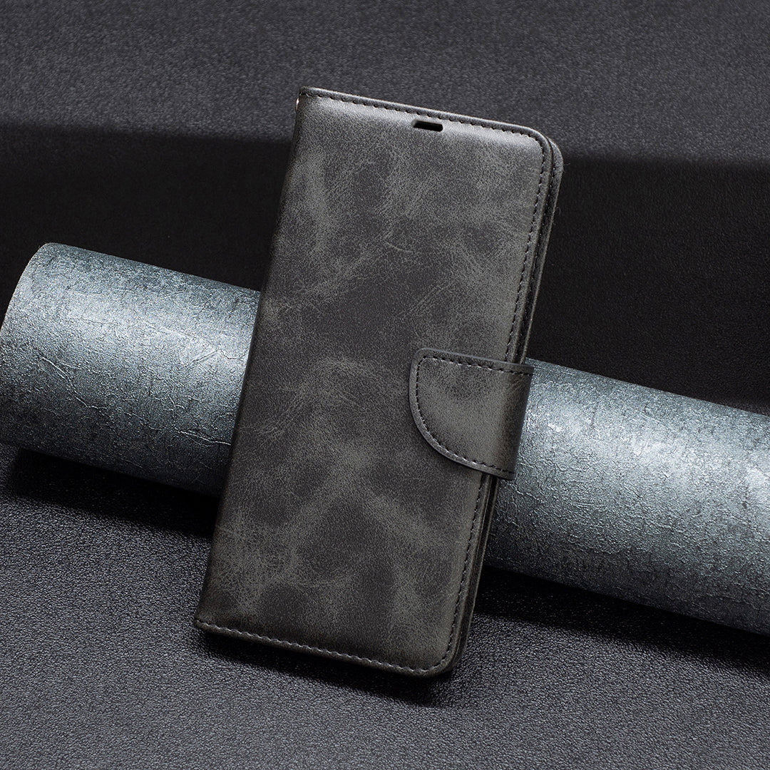 Wallet Shell for Xiaomi Redmi Note 12 4G Solid Color Shockproof Stand Case Textured PU Leather Phone Cover