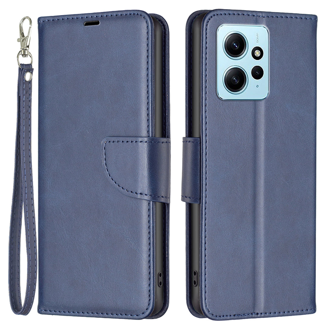 Wallet Shell for Xiaomi Redmi Note 12 4G Solid Color Shockproof Stand Case Textured PU Leather Phone Cover