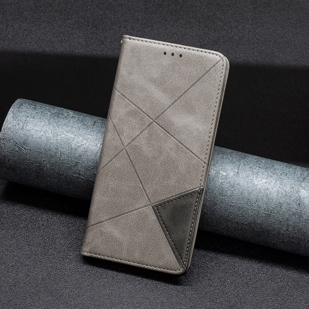 Phone Shell for Xiaomi Redmi Note 12 4G PU Leather Card Holder Splicing Imprinting Pattern Stand Cover