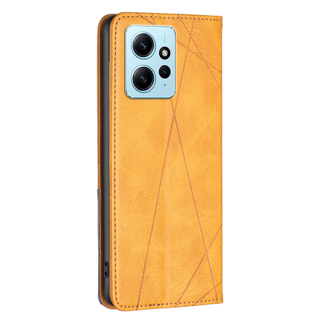 Phone Shell for Xiaomi Redmi Note 12 4G PU Leather Card Holder Splicing Imprinting Pattern Stand Cover