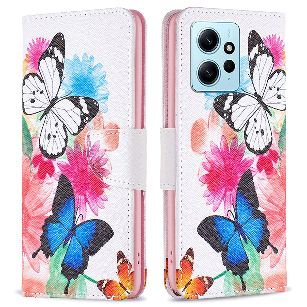 For Xiaomi Redmi Note 12 4G Anti-drop Pattern Printing Phone Case PU Leather Wallet Stand Cover