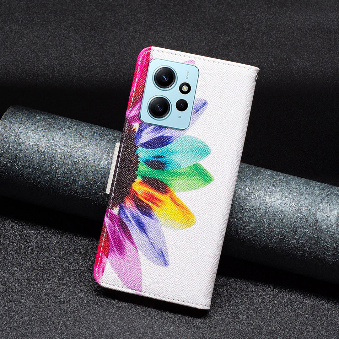 For Xiaomi Redmi Note 12 4G Anti-drop Pattern Printing Phone Case PU Leather Wallet Stand Cover