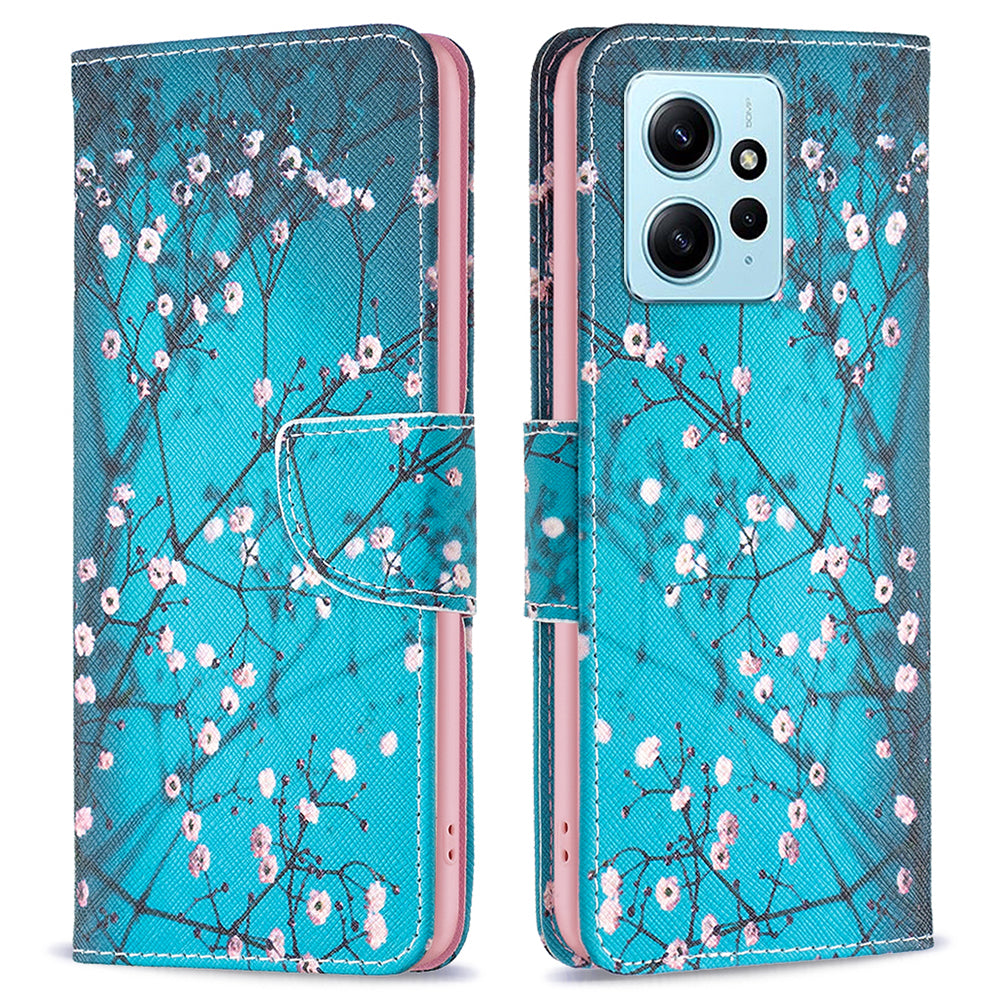 For Xiaomi Redmi Note 12 4G Anti-drop Pattern Printing Phone Case PU Leather Wallet Stand Cover