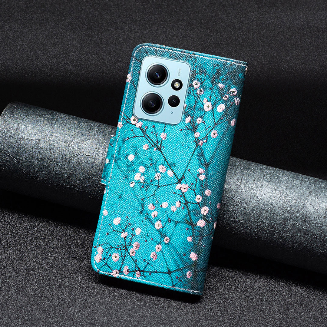 For Xiaomi Redmi Note 12 4G Anti-drop Pattern Printing Phone Case PU Leather Wallet Stand Cover