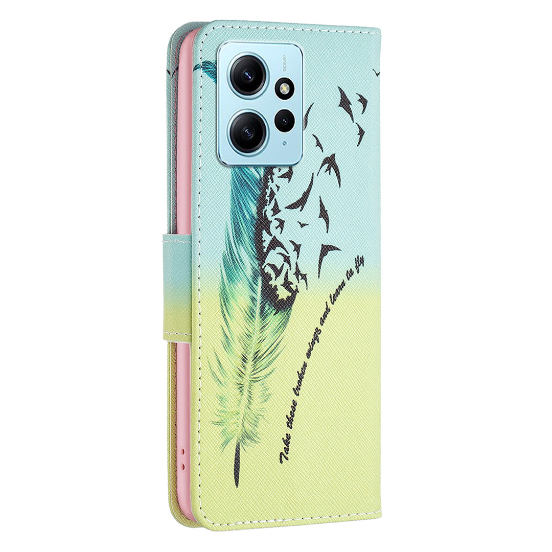 For Xiaomi Redmi Note 12 4G Anti-drop Pattern Printing Phone Case PU Leather Wallet Stand Cover