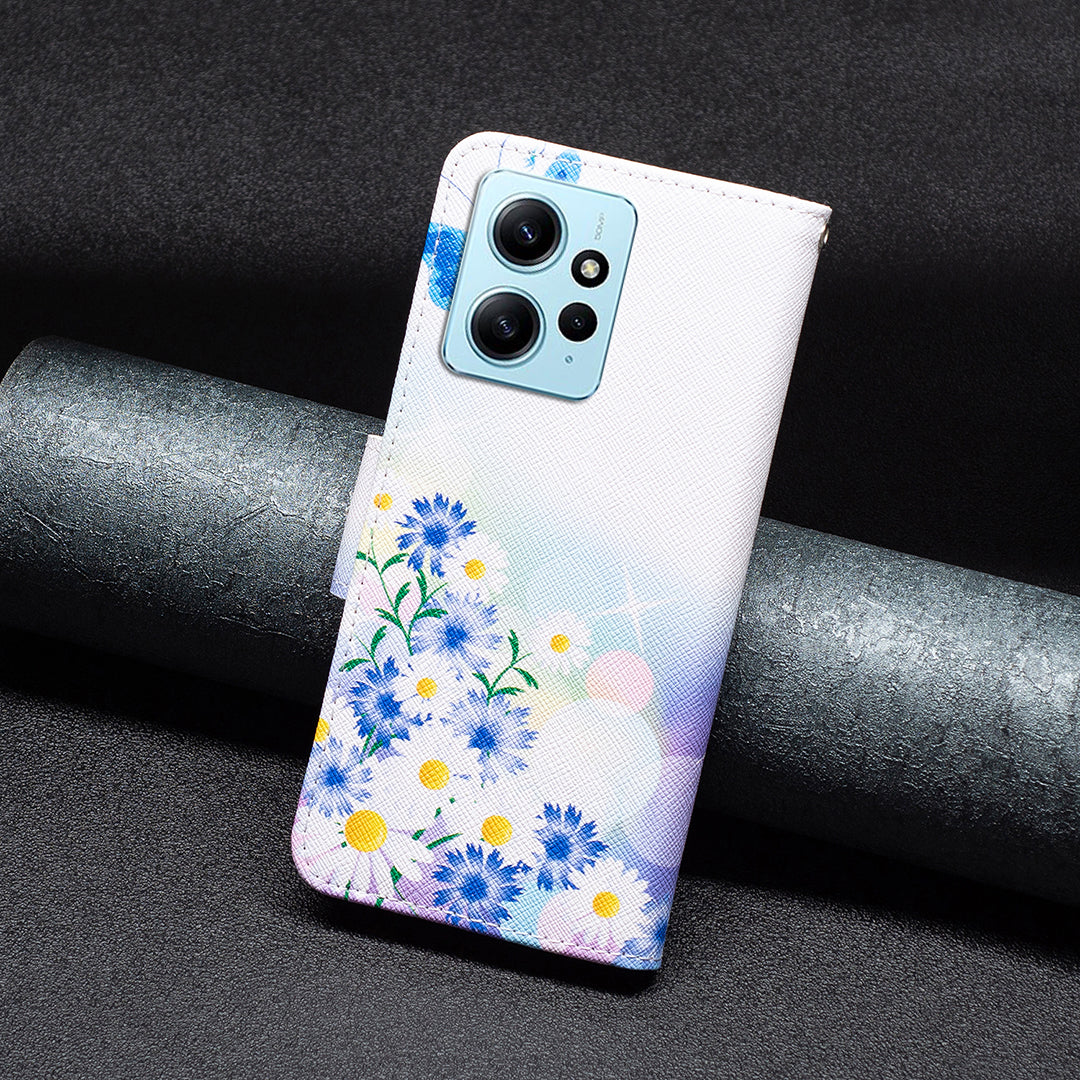 For Xiaomi Redmi Note 12 4G Anti-drop Pattern Printing Phone Case PU Leather Wallet Stand Cover
