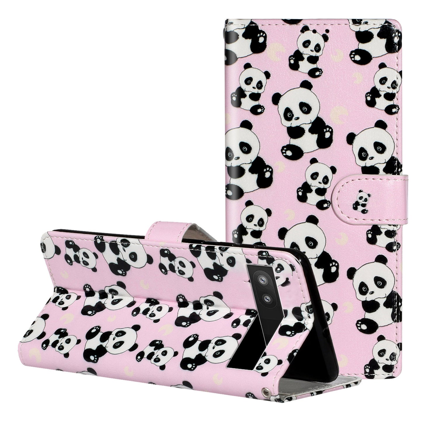 For Google Pixel 6a Pattern Printing PU Leather Phone Case Stand Flip Wallet Cover with Strap