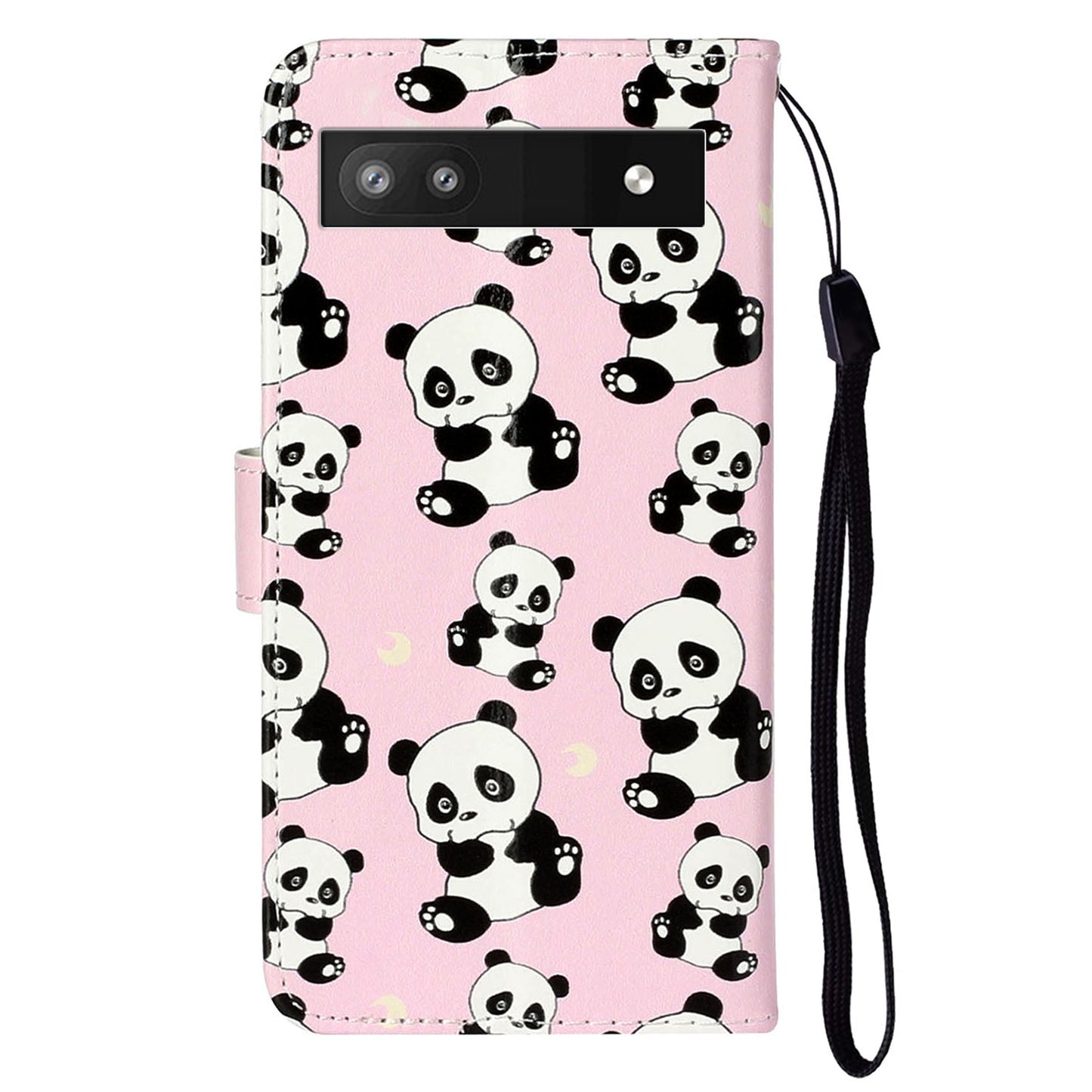 For Google Pixel 6a Pattern Printing PU Leather Phone Case Stand Flip Wallet Cover with Strap
