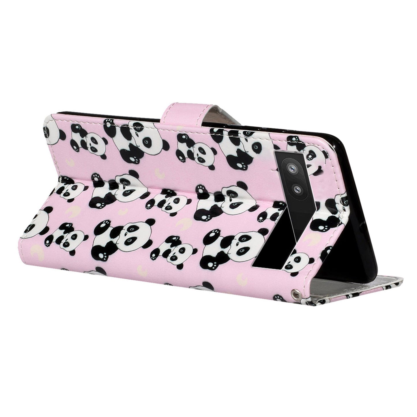 For Google Pixel 6a Pattern Printing PU Leather Phone Case Stand Flip Wallet Cover with Strap