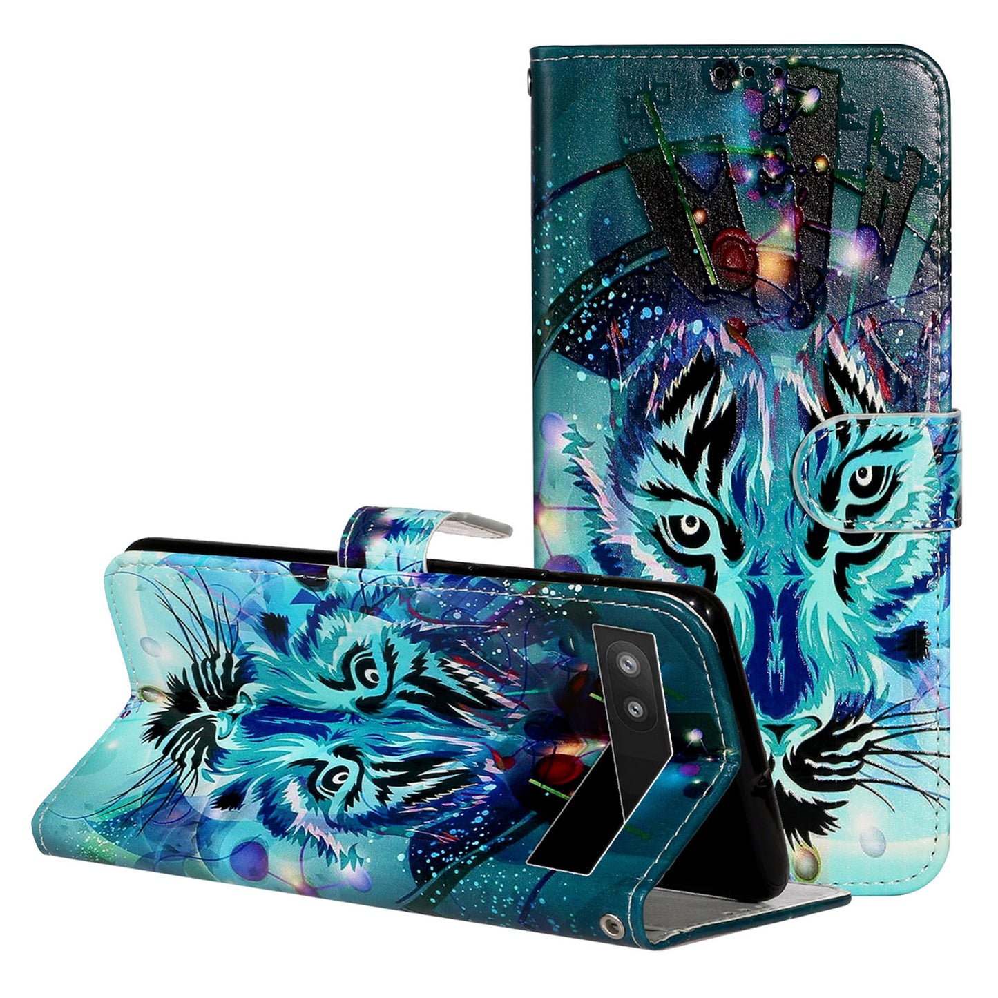 For Google Pixel 6a Pattern Printing PU Leather Phone Case Stand Flip Wallet Cover with Strap