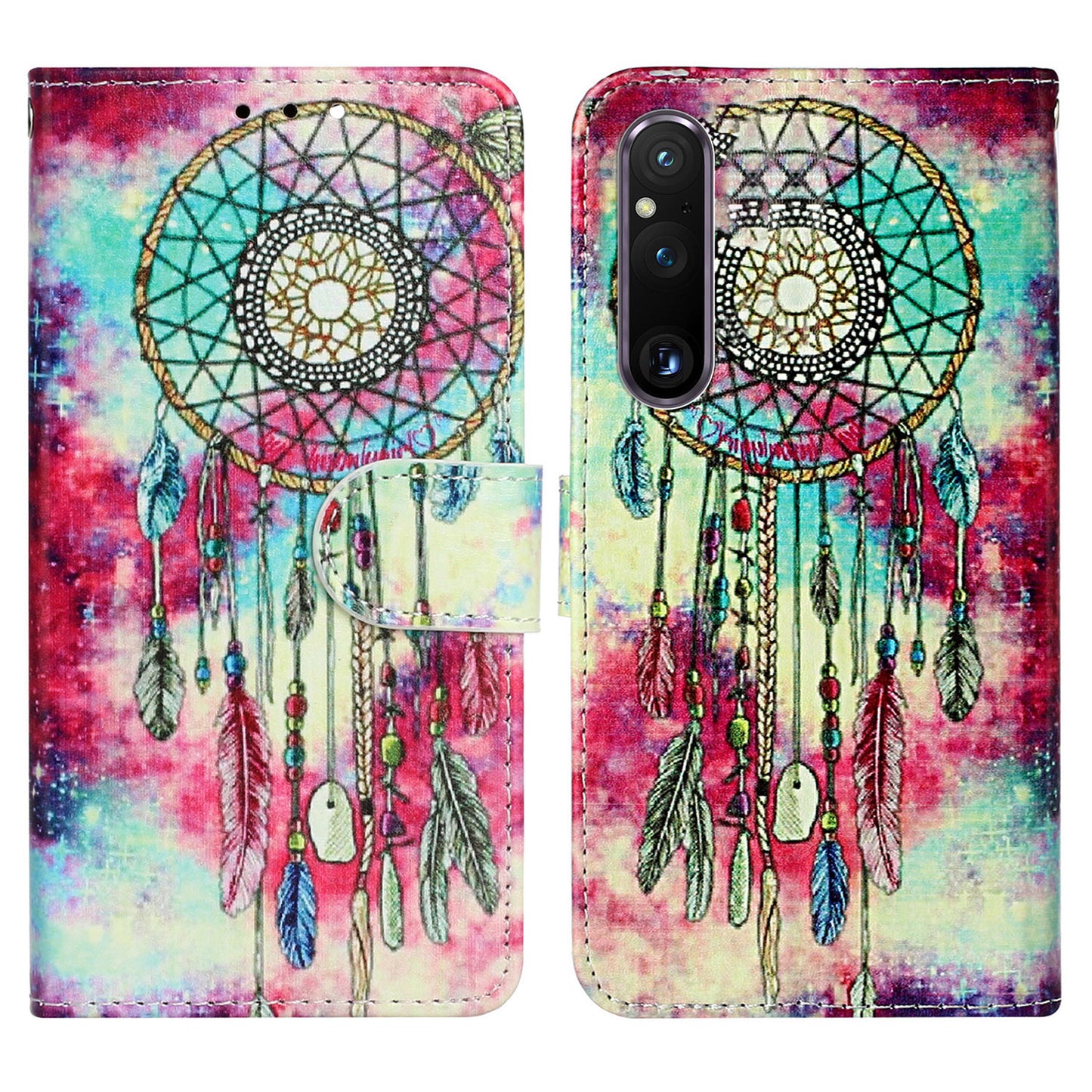 Pattern Printing Phone Case for Sony Xperia 1 V Anti-Fall Wallet Leather Cover with Stand