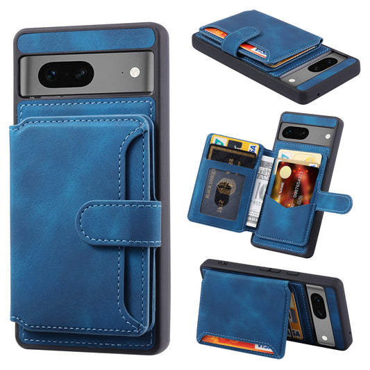 For Google Pixel 6a Leather Coated TPU Phone Case RFID Blocking Wallet Phone Kickstand Cover